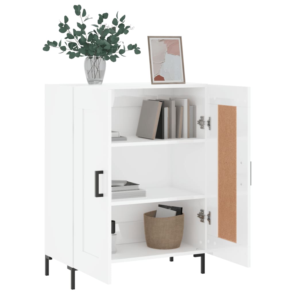 skænk 69,5x34x90 cm konstrueret træ hvid højglans
