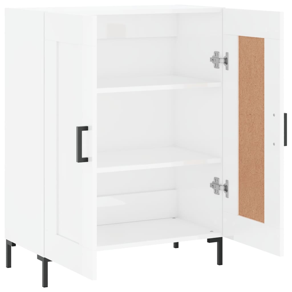 skænk 69,5x34x90 cm konstrueret træ hvid højglans