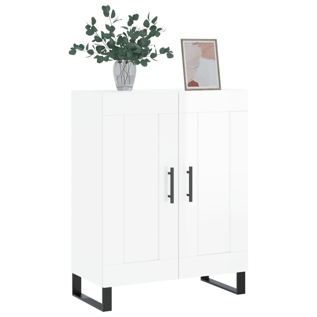 skænk 69,5x34x90 cm konstrueret træ hvid højglans