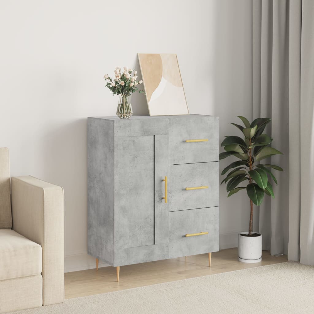skænk 69,5x34x90 cm konstrueret træ betongrå