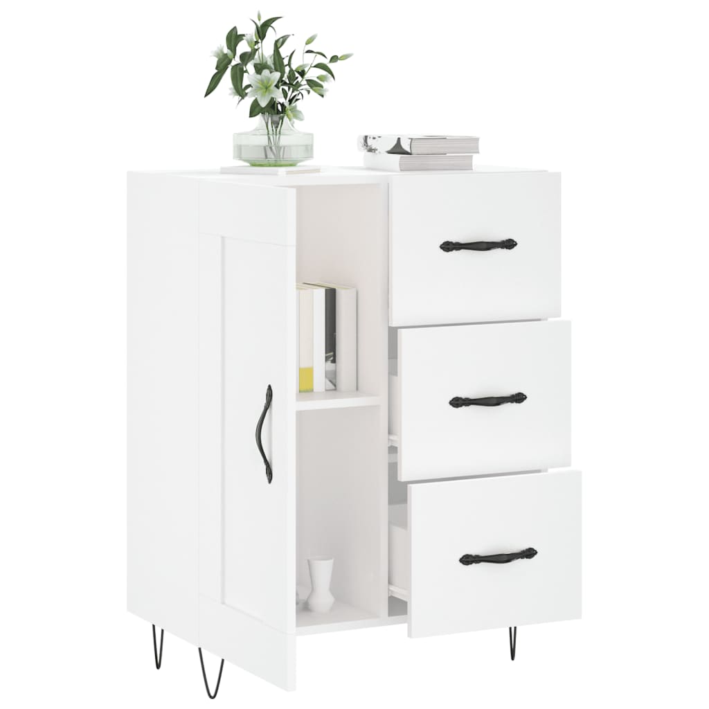 skænk 69,5x34x90 cm konstrueret træ hvid højglans