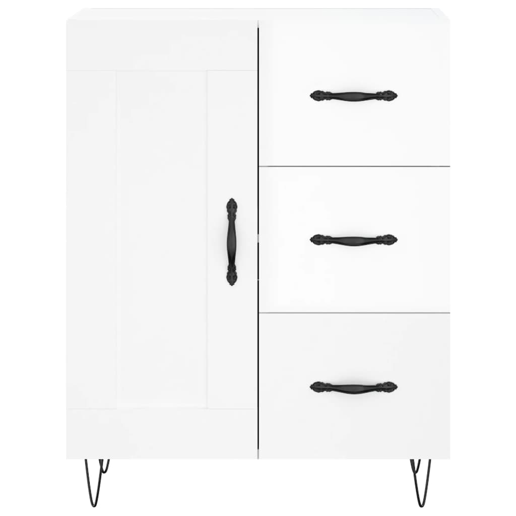 skænk 69,5x34x90 cm konstrueret træ hvid højglans