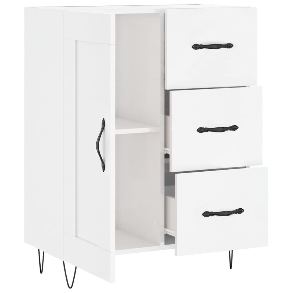 skænk 69,5x34x90 cm konstrueret træ hvid højglans