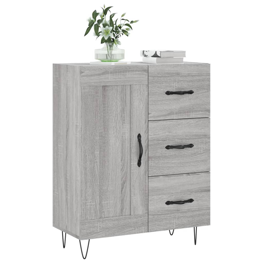 skænk 69,5x34x90 cm konstrueret træ grå sonoma-eg