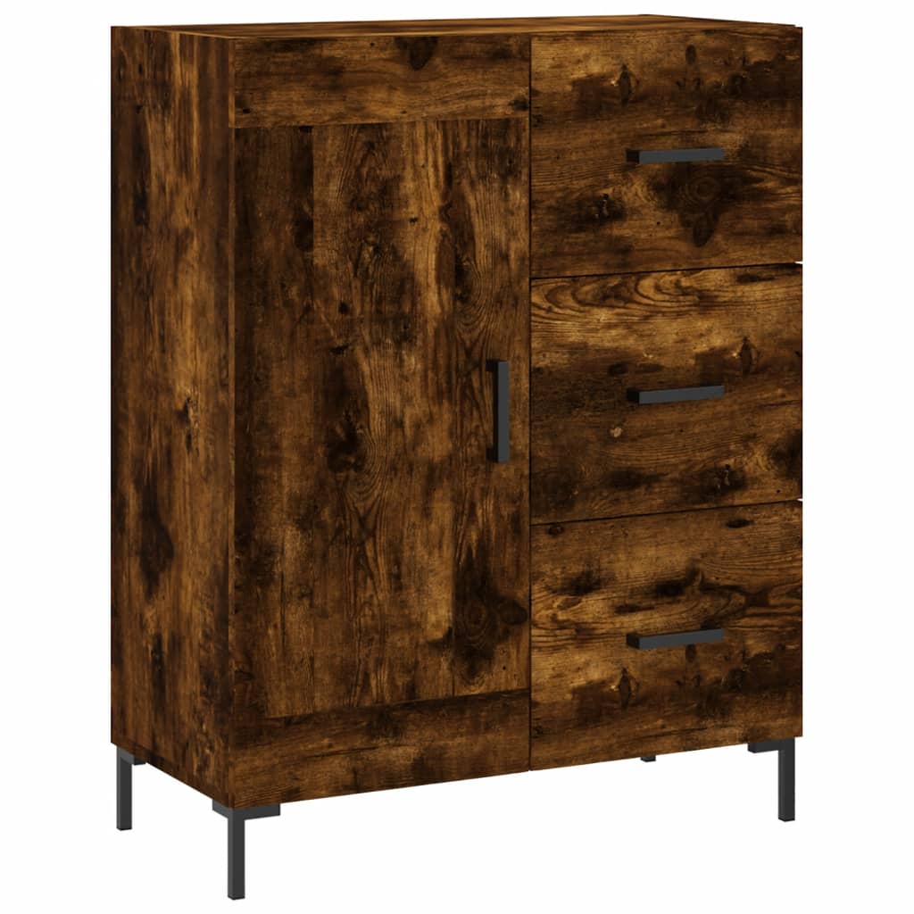 skænk 69,5x34x90 cm konstrueret træ røget egetræsfarve