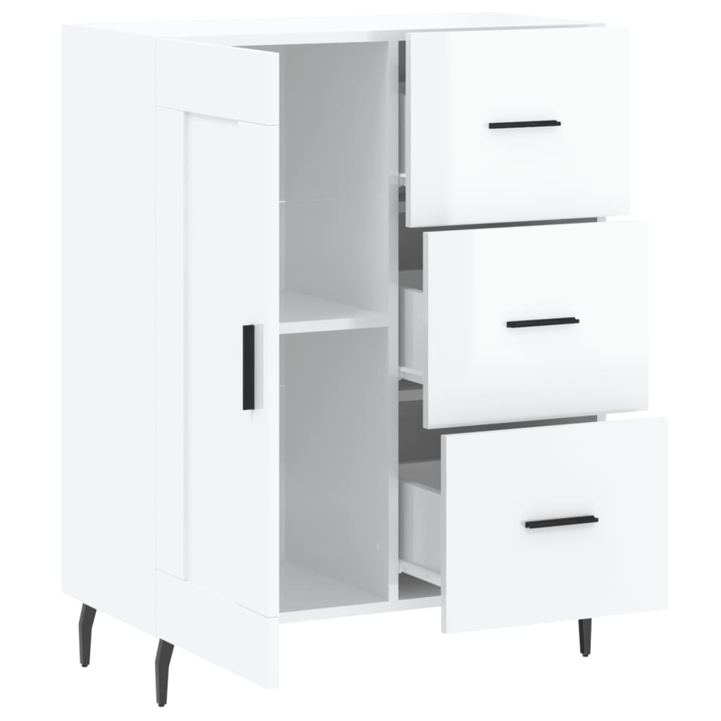 skænk 69,5x34x90 cm konstrueret træ hvid højglans
