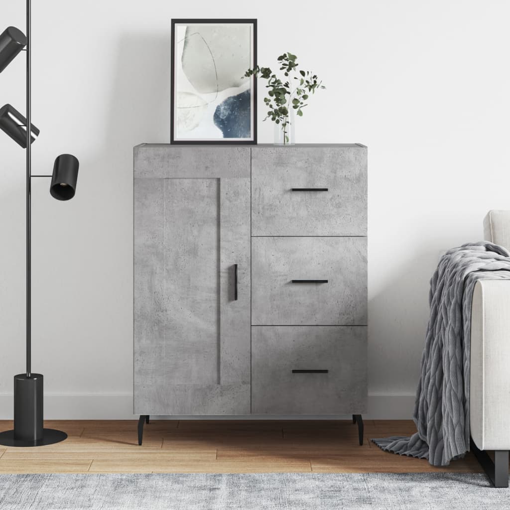 skænk 69,5x34x90 cm konstrueret træ betongrå