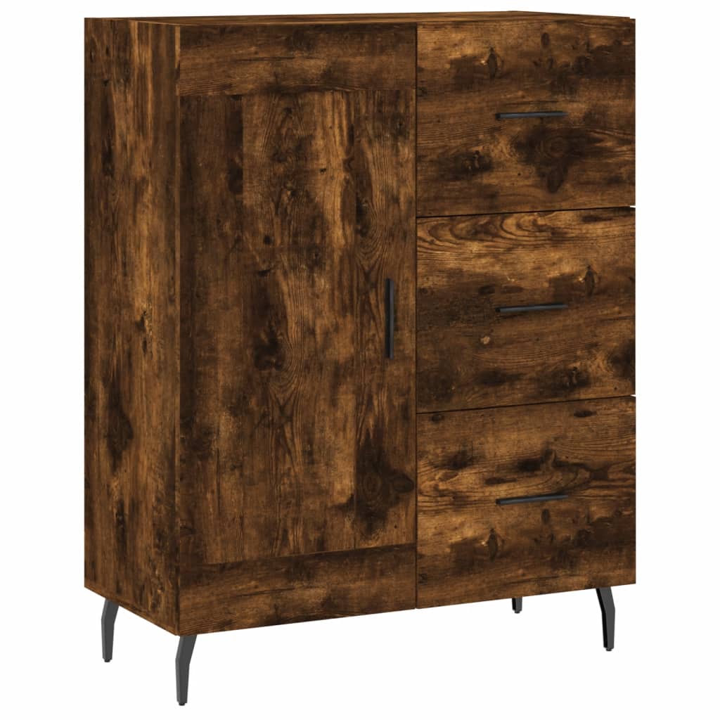 skænk 69,5x34x90 cm konstrueret træ røget egetræsfarve