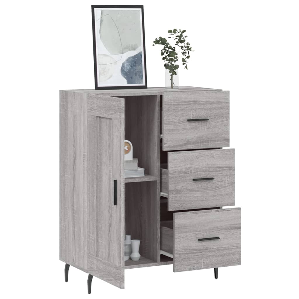 skænk 69,5x34x90 cm konstrueret træ grå sonoma-eg