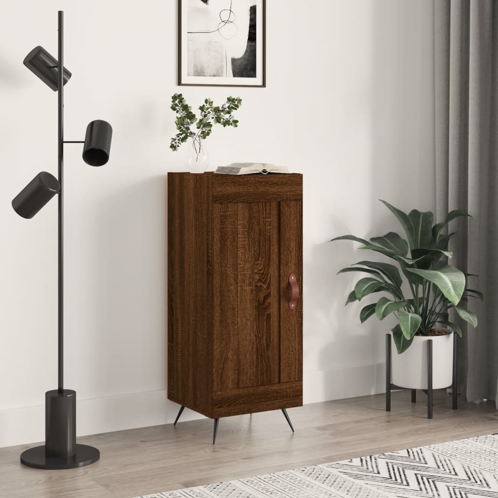 skænk 34,5x34x90 cm konstrueret træ brun egetræsfarve