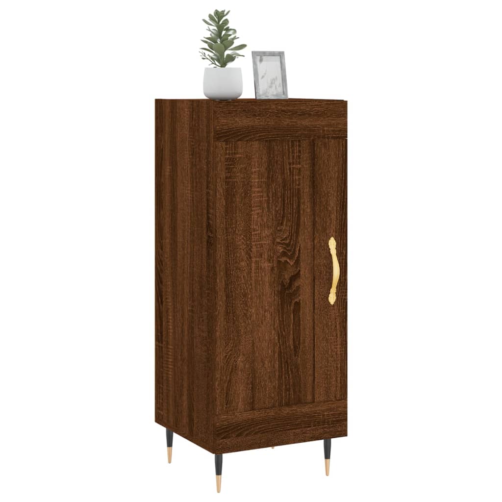 skænk 34,5x34x90 cm konstrueret træ brun egetræsfarve