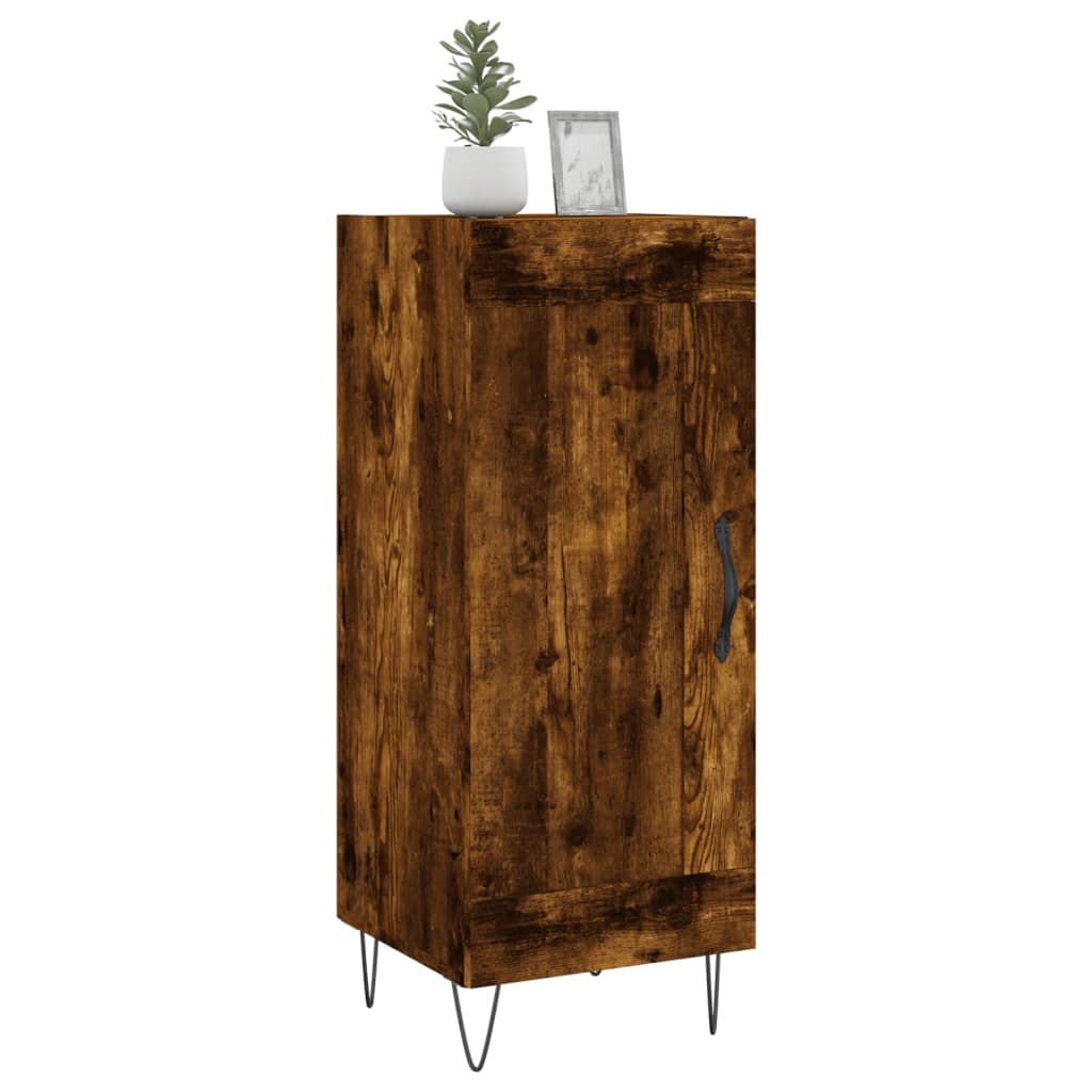 skænk 34,5x34x90 cm konstrueret træ røget egetræsfarve