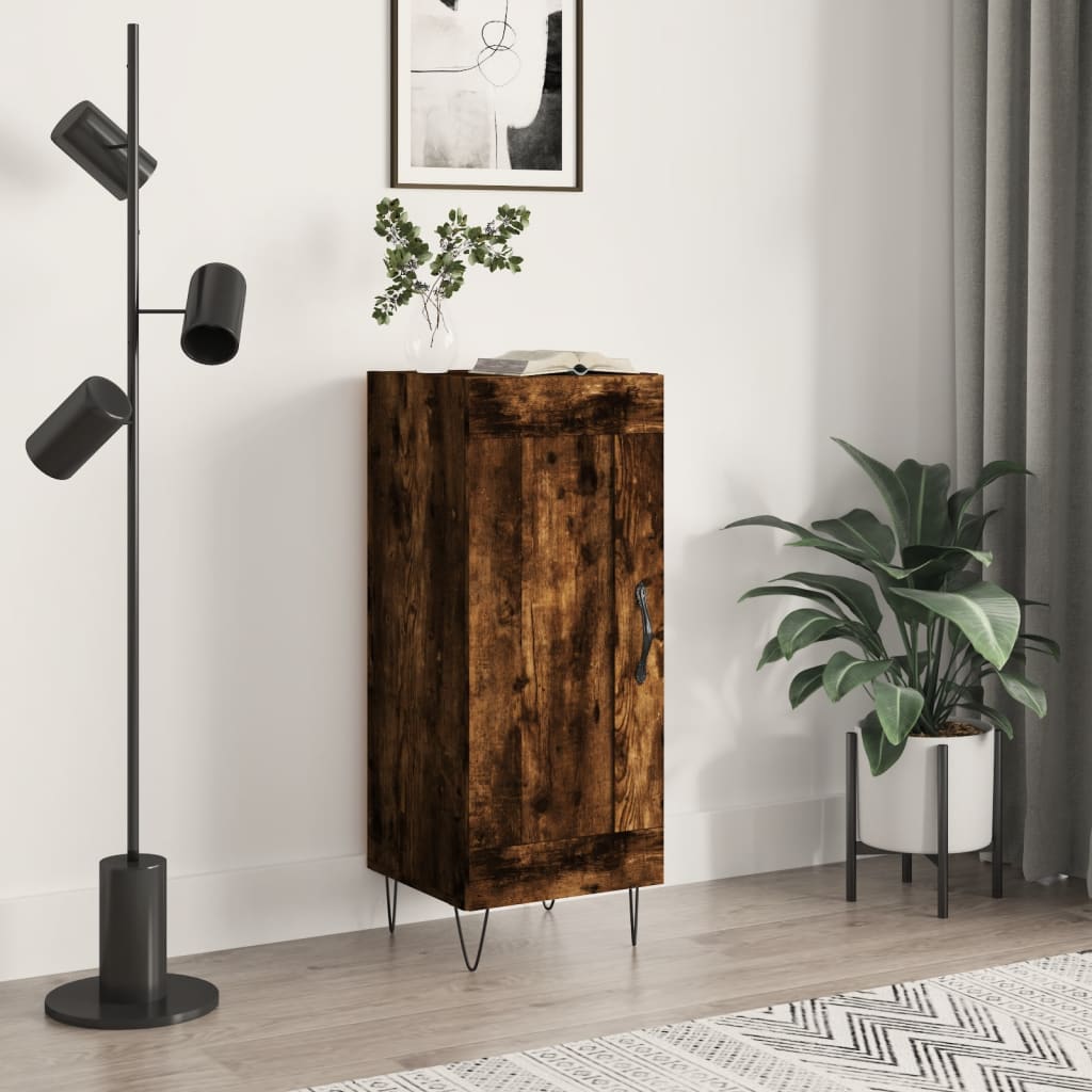 skænk 34,5x34x90 cm konstrueret træ røget egetræsfarve