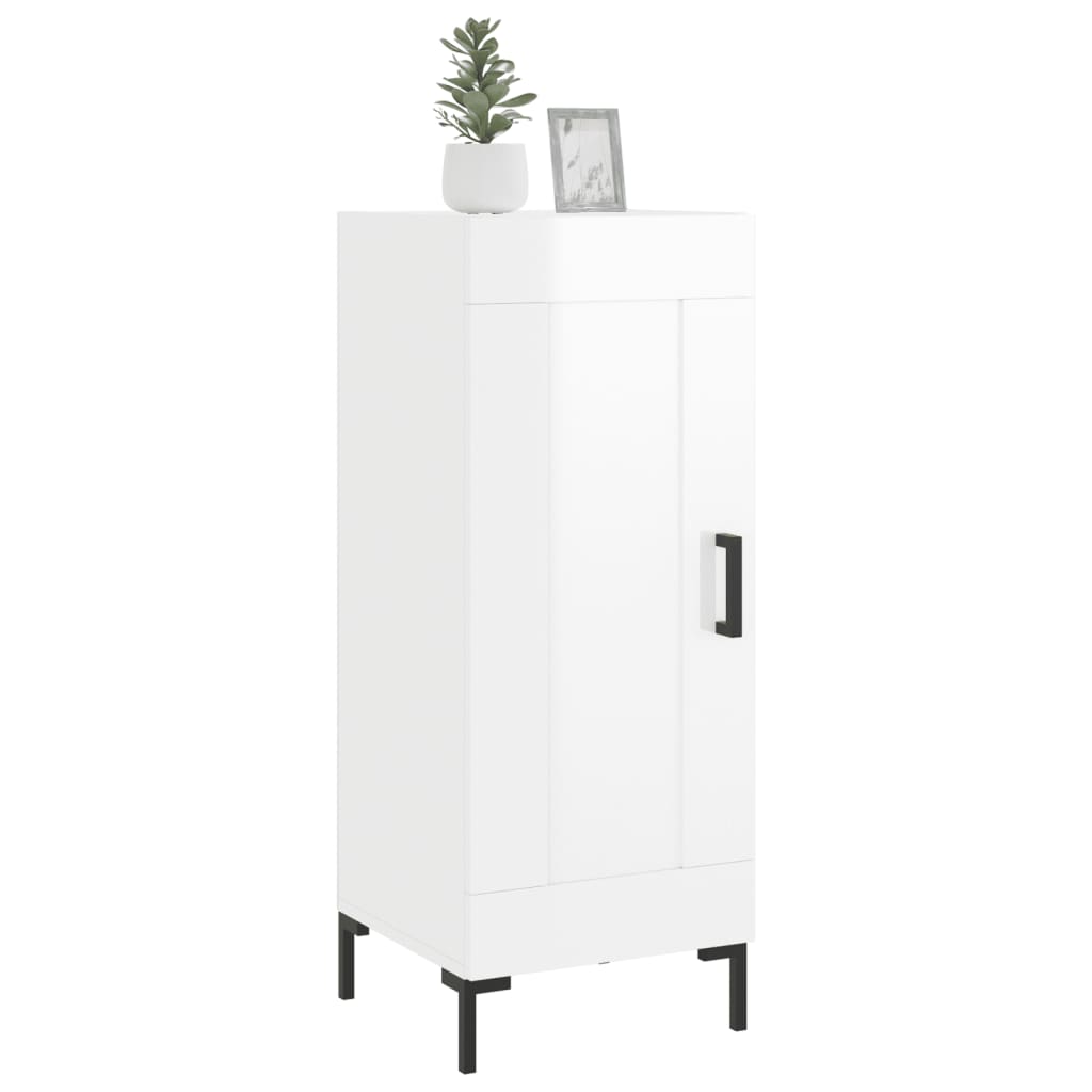 skænk 34,5x34x90 cm konstrueret træ hvid højglans
