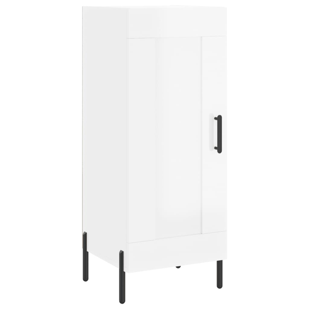 skænk 34,5x34x90 cm konstrueret træ hvid højglans