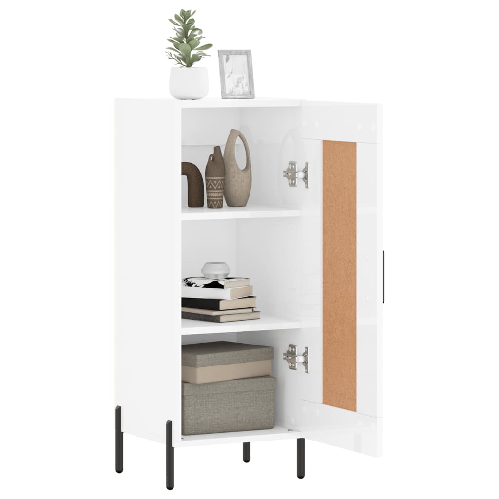 skænk 34,5x34x90 cm konstrueret træ hvid højglans