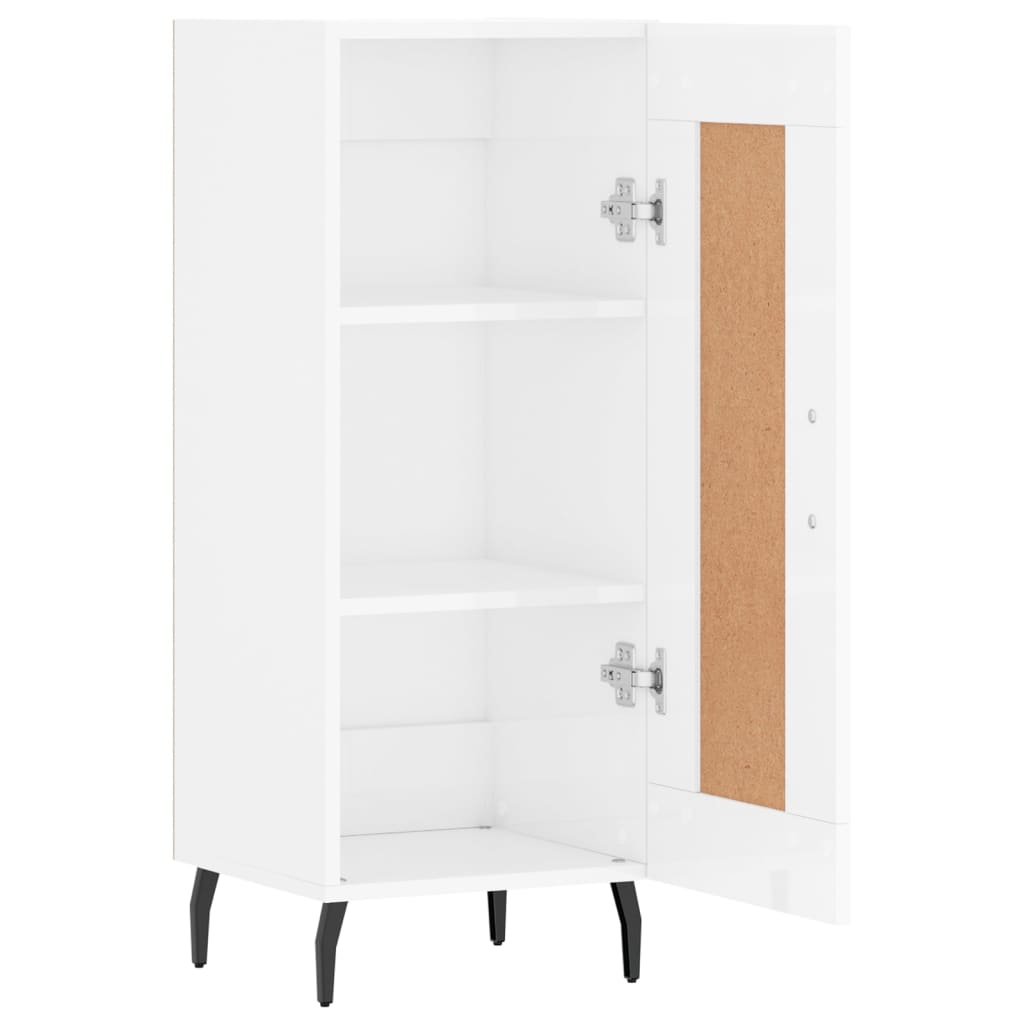 skænk 34,5x34x90 cm konstrueret træ hvid højglans
