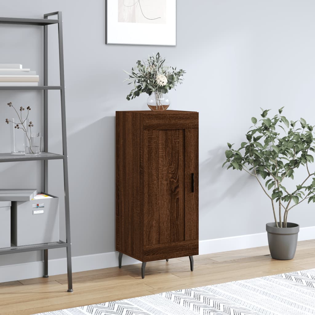 skænk 34,5x34x90 cm konstrueret træ brun egetræsfarve