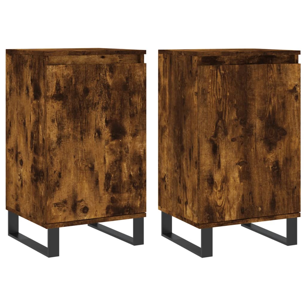skænke 2 stk. 40x35x70 cm konstrueret træ røget egetræsfarve