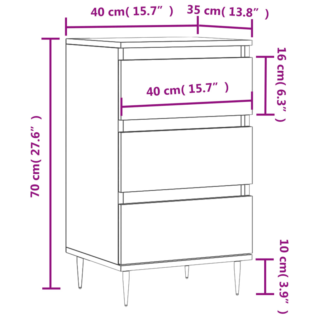 skænk 40x35x70 cm konstrueret træ sonoma-eg