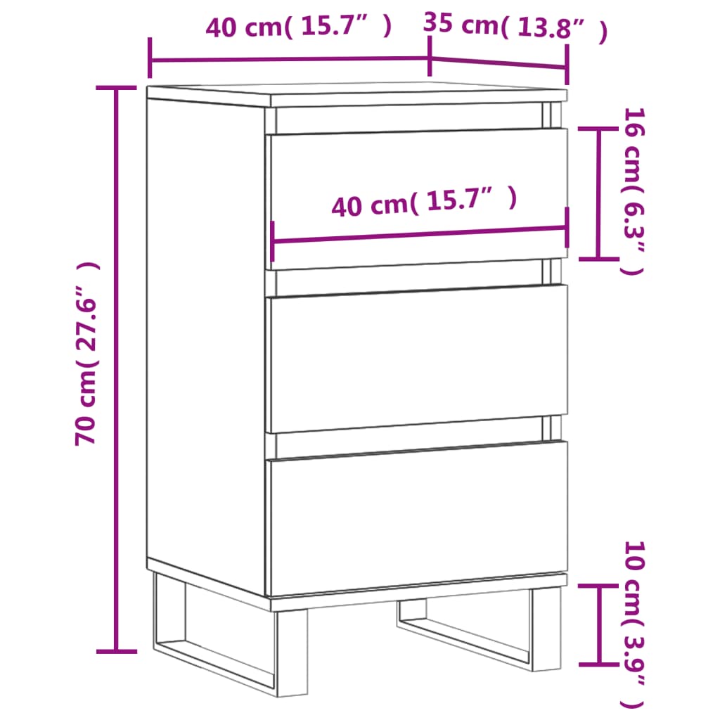skænk 40x35x70 cm konstrueret træ røget egetræsfarve