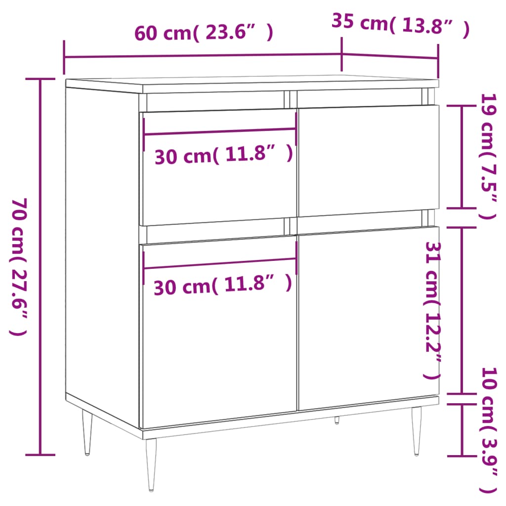 skænk 60x35x70 cm konstrueret træ sonoma-eg
