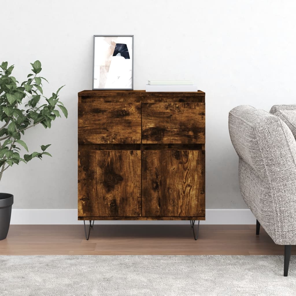 skænk 60x35x70 cm konstrueret træ røget egetræsfarve