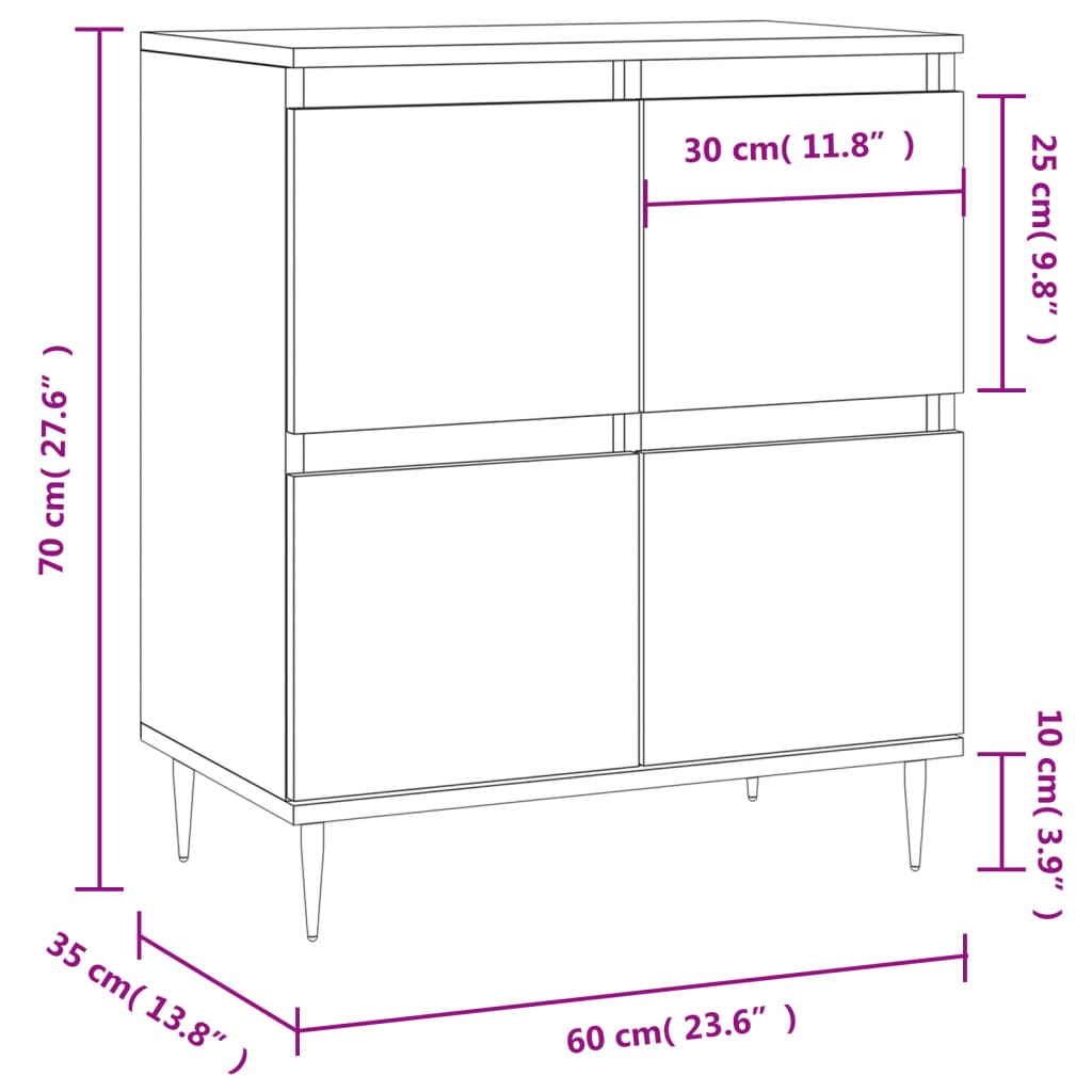 skænk 60x35x70 cm konstrueret træ betongrå