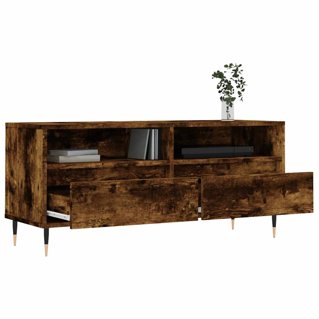 tv-bord 100x34,5x44,5 cm konstrueret træ røget egetræsfarve