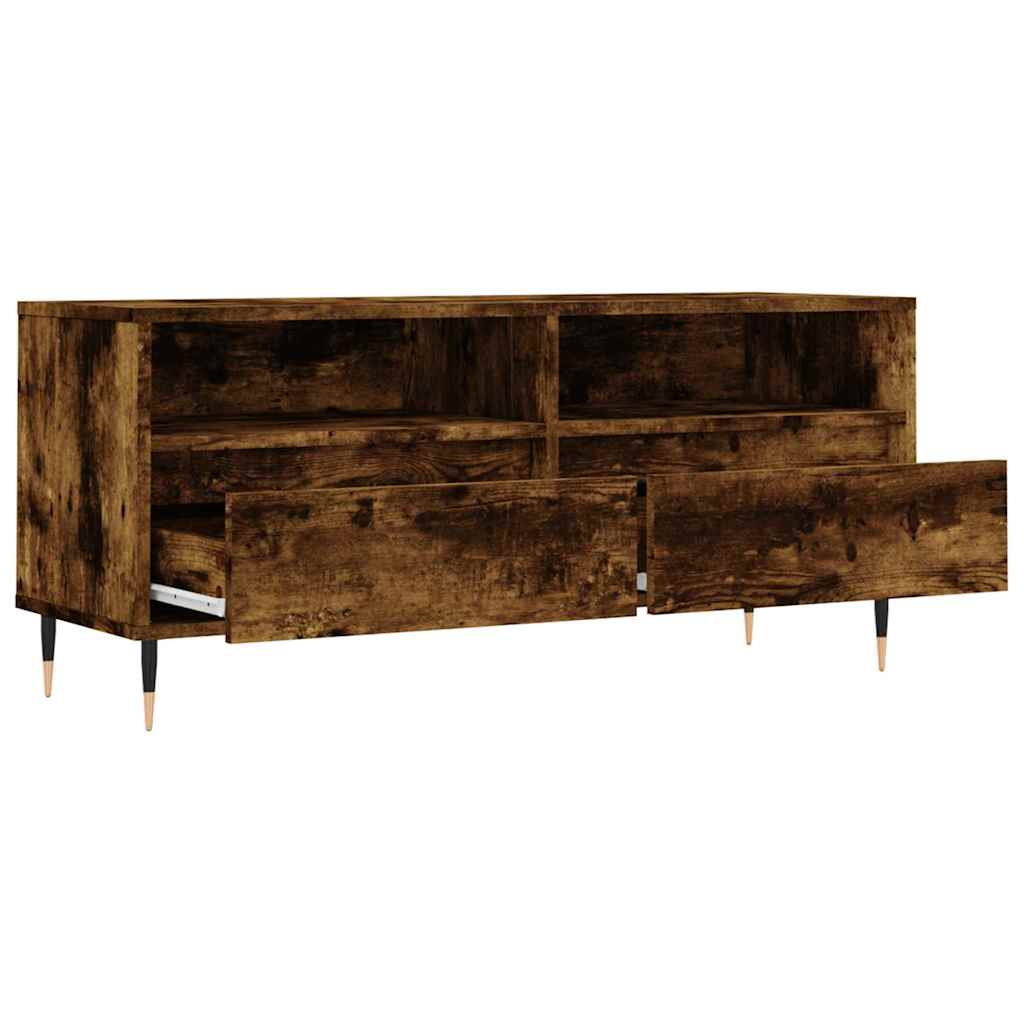 tv-bord 100x34,5x44,5 cm konstrueret træ røget egetræsfarve
