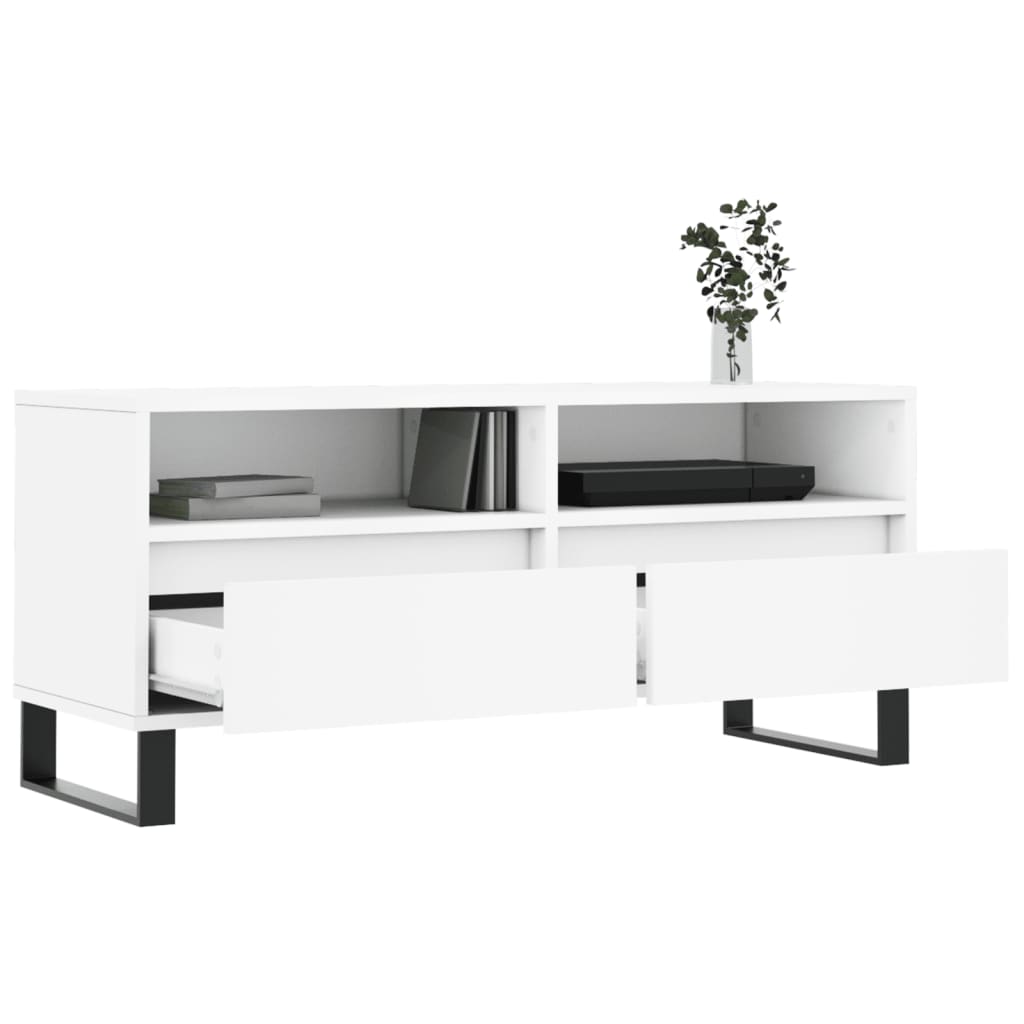 tv-bord 100x34,5x44,5 cm konstrueret træ hvid