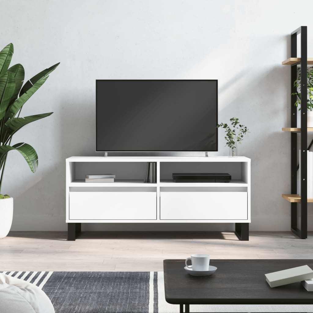 tv-bord 100x34,5x44,5 cm konstrueret træ hvid