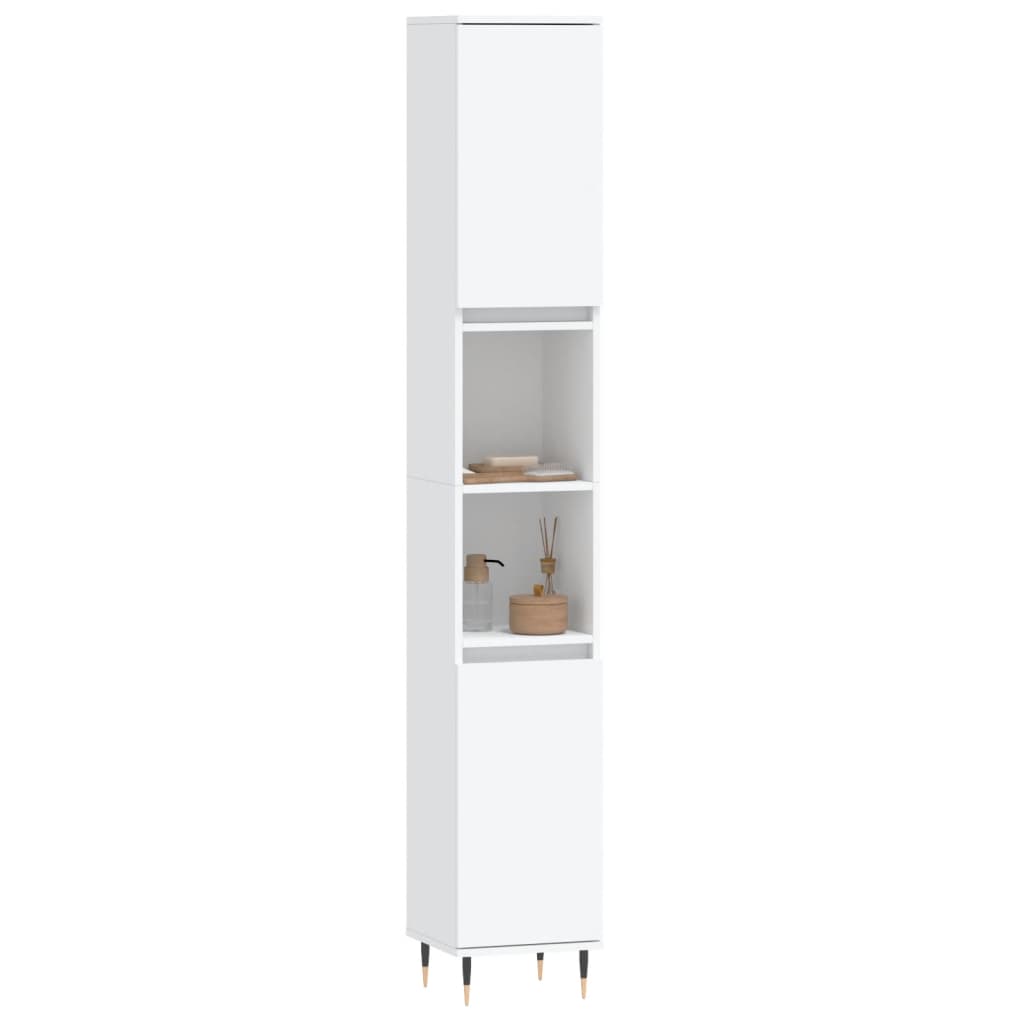 badeværelsesskab 30x30x190 cm konstrueret træ hvid