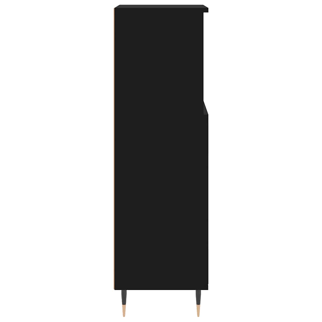 badeværelsesskab 30x30x100 cm konstrueret træ sort