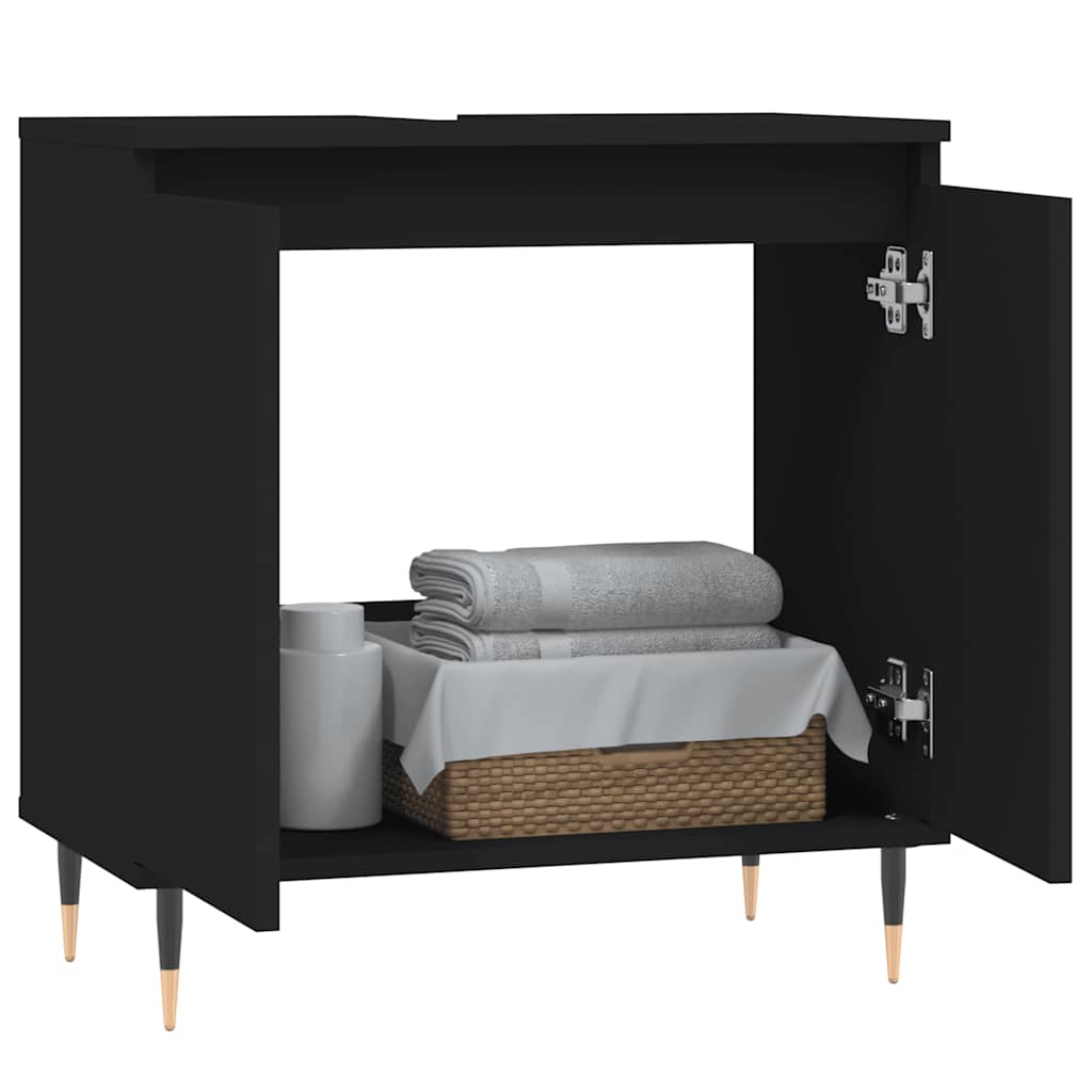 badeværelsesskab 58x33x60 cm konstrueret træ sort