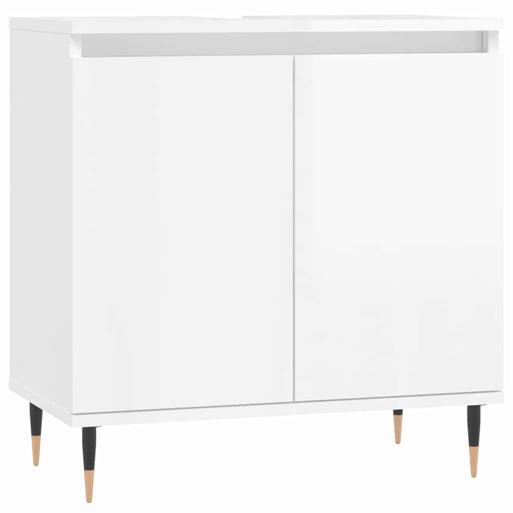 badeværelsesskab 58x33x60 cm konstrueret træ hvid højglans