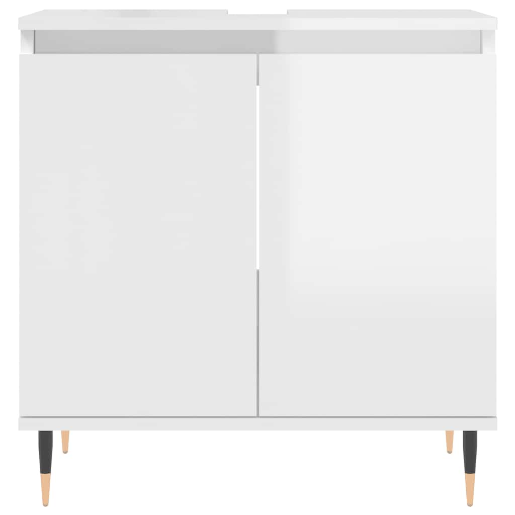 badeværelsesskab 58x33x60 cm konstrueret træ hvid højglans