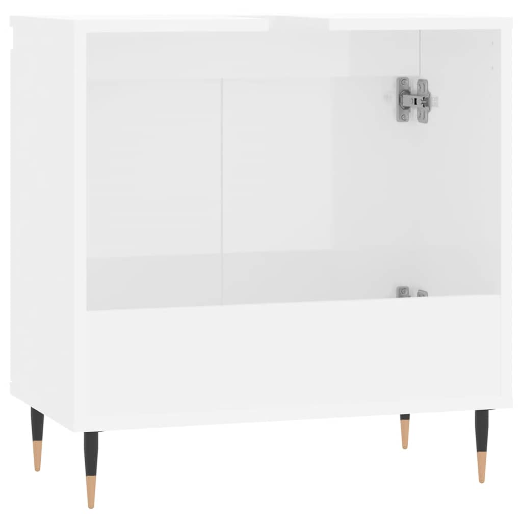 badeværelsesskab 58x33x60 cm konstrueret træ hvid højglans