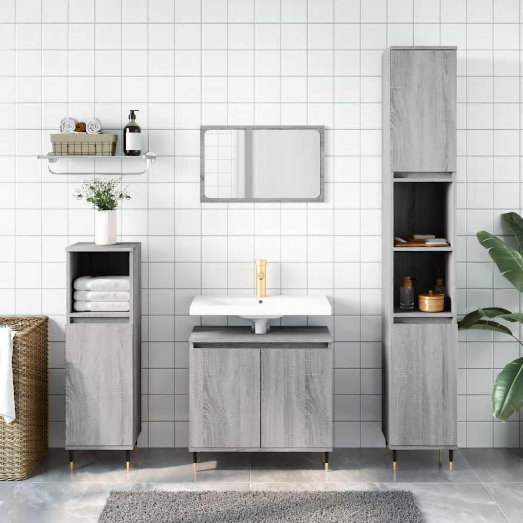 badeværelsesskab 58x33x60 cm konstrueret træ grå sonoma-eg