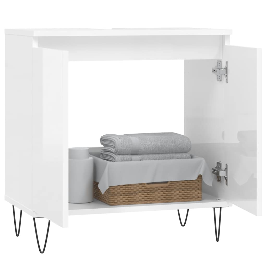 badeværelsesskab 58x33x60 cm konstrueret træ hvid højglans