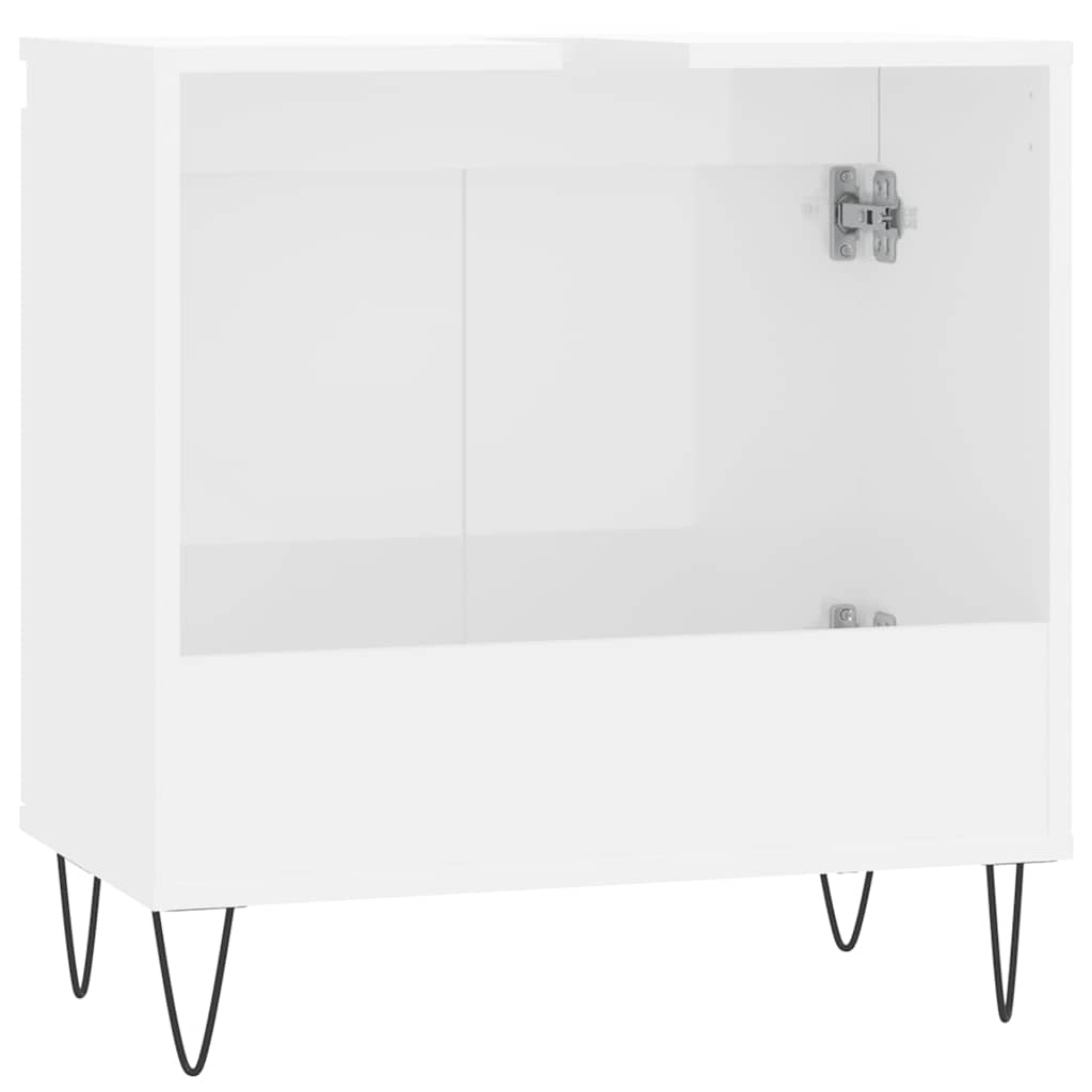 badeværelsesskab 58x33x60 cm konstrueret træ hvid højglans