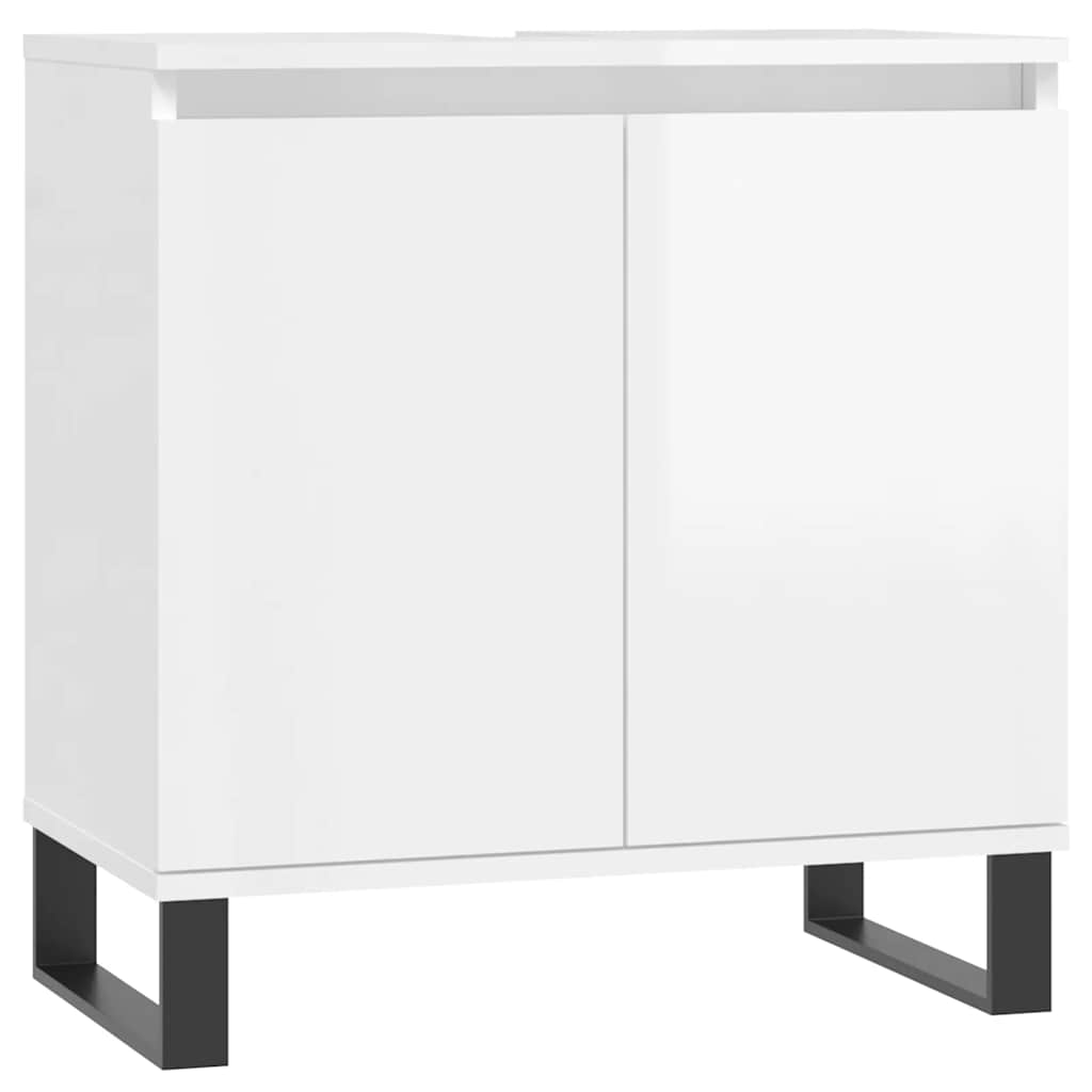 badeværelsesskab 58x33x60 cm konstrueret træ hvid højglans