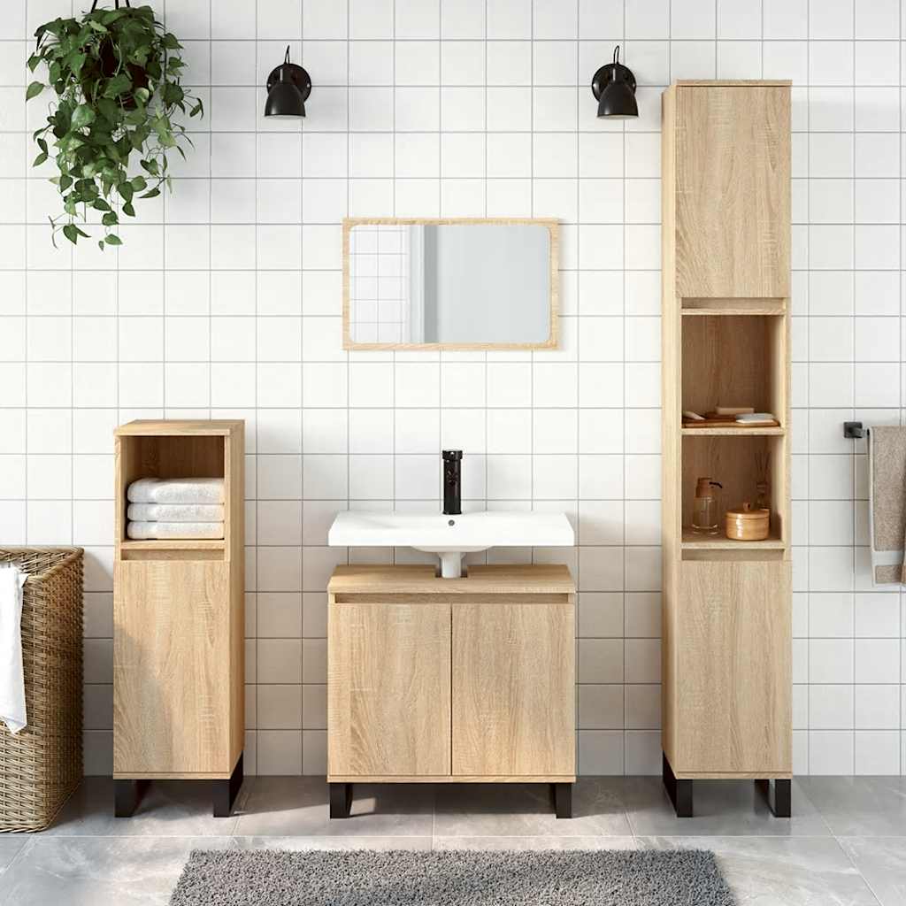 Badeværelsesskab 58×33×60 cm i konstrueret træ - sonoma-eg