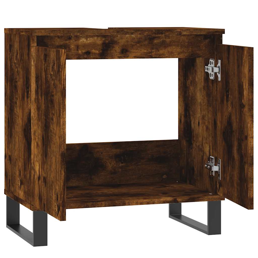 badeværelsesskab 58x33x60 cm konstrueret træ røget egetræsfarve