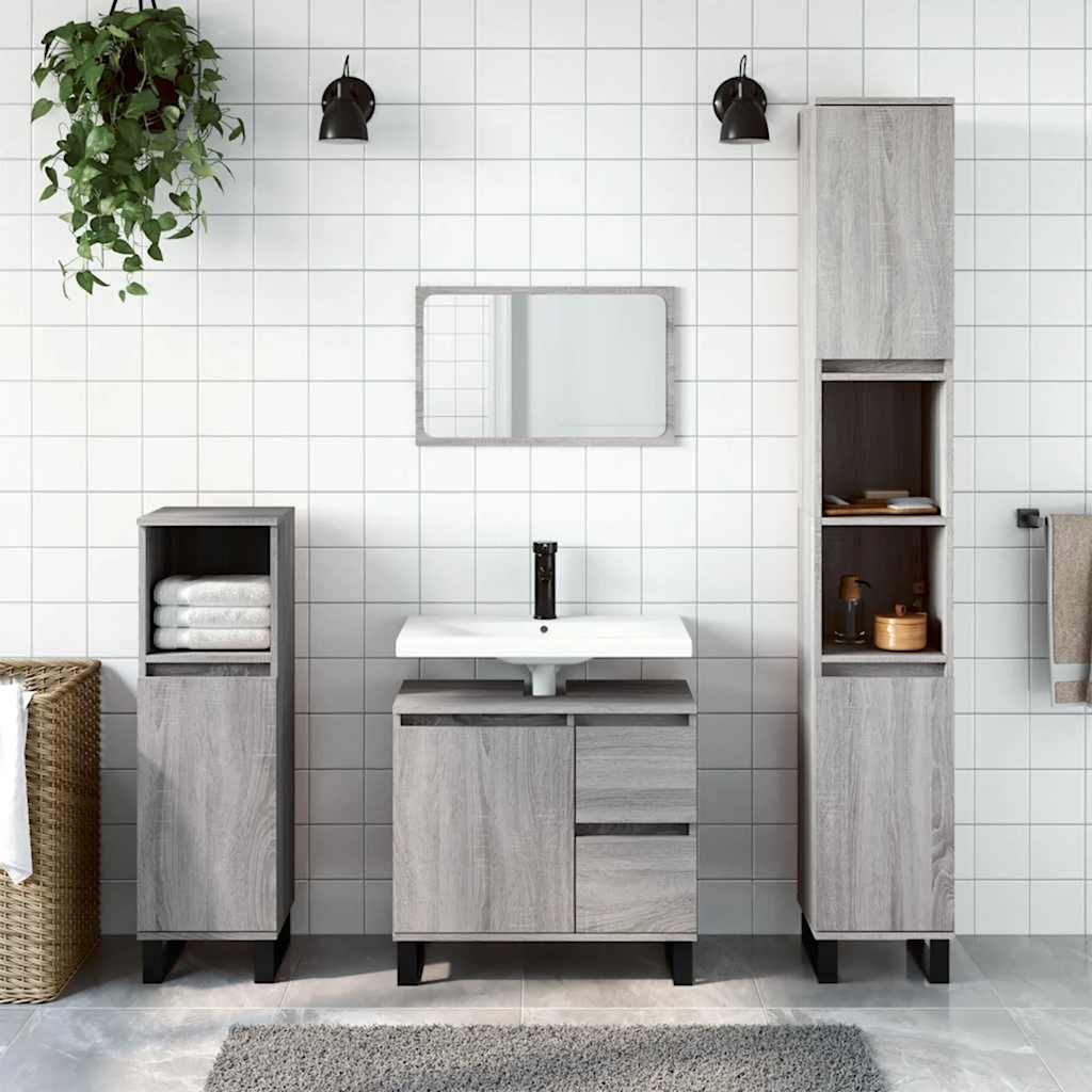 badeværelsesskab 65x33x60 cm konstrueret træ grå sonoma-eg billede