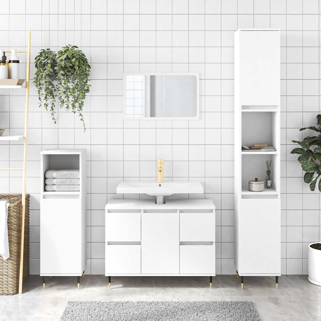 Badeværelsesskab 80×33×60 cm i hvidt konstrueret træ