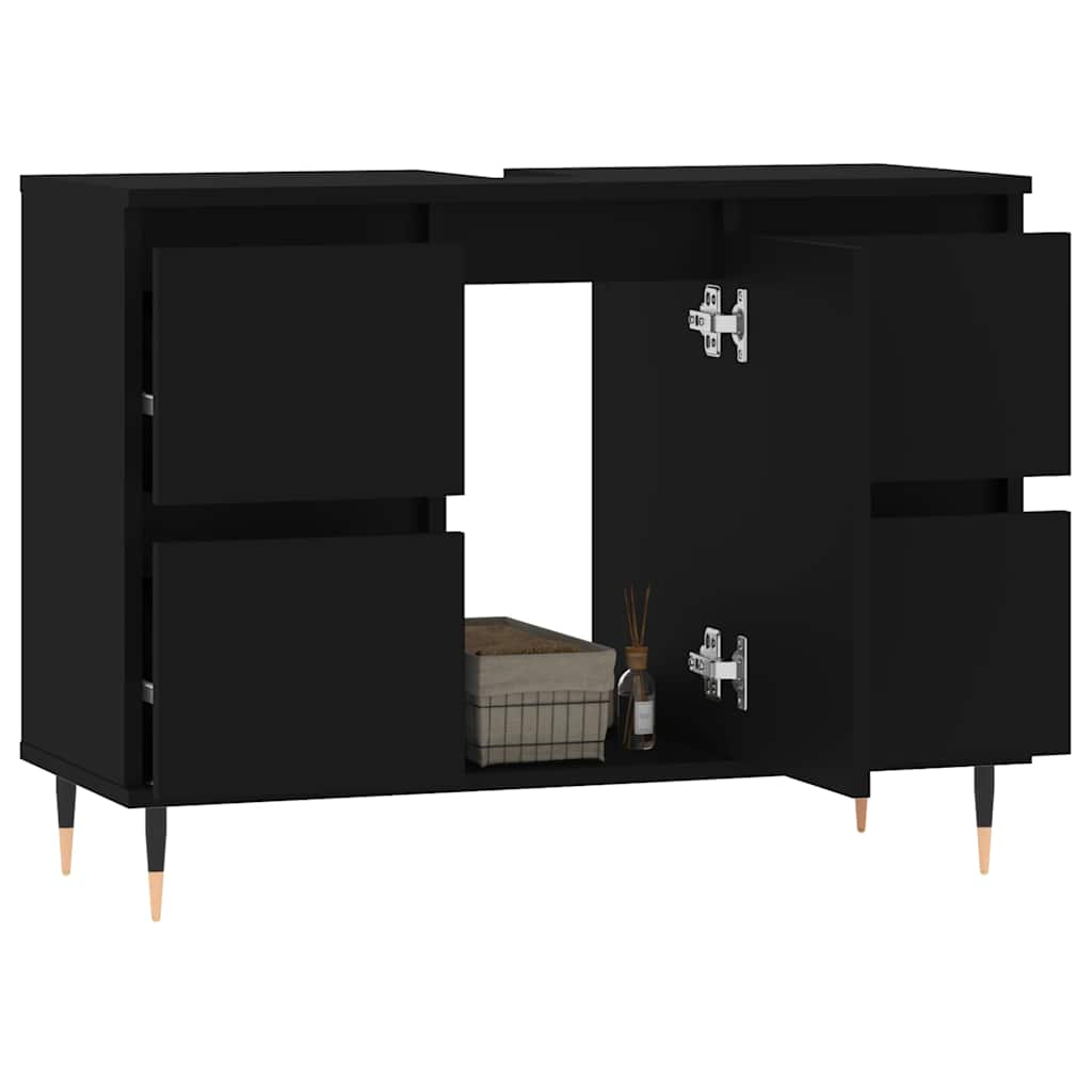 badeværelsesskab 80x33x60 cm konstrueret træ sort