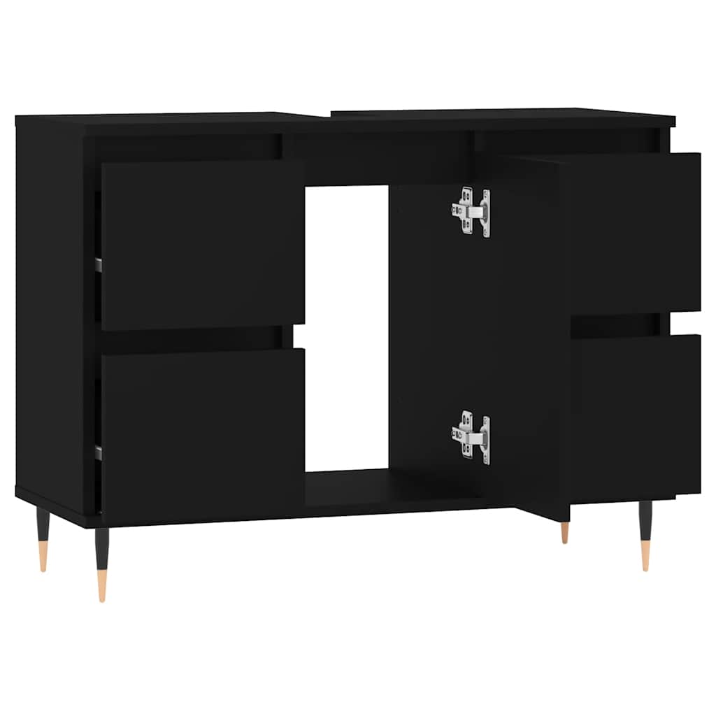 badeværelsesskab 80x33x60 cm konstrueret træ sort
