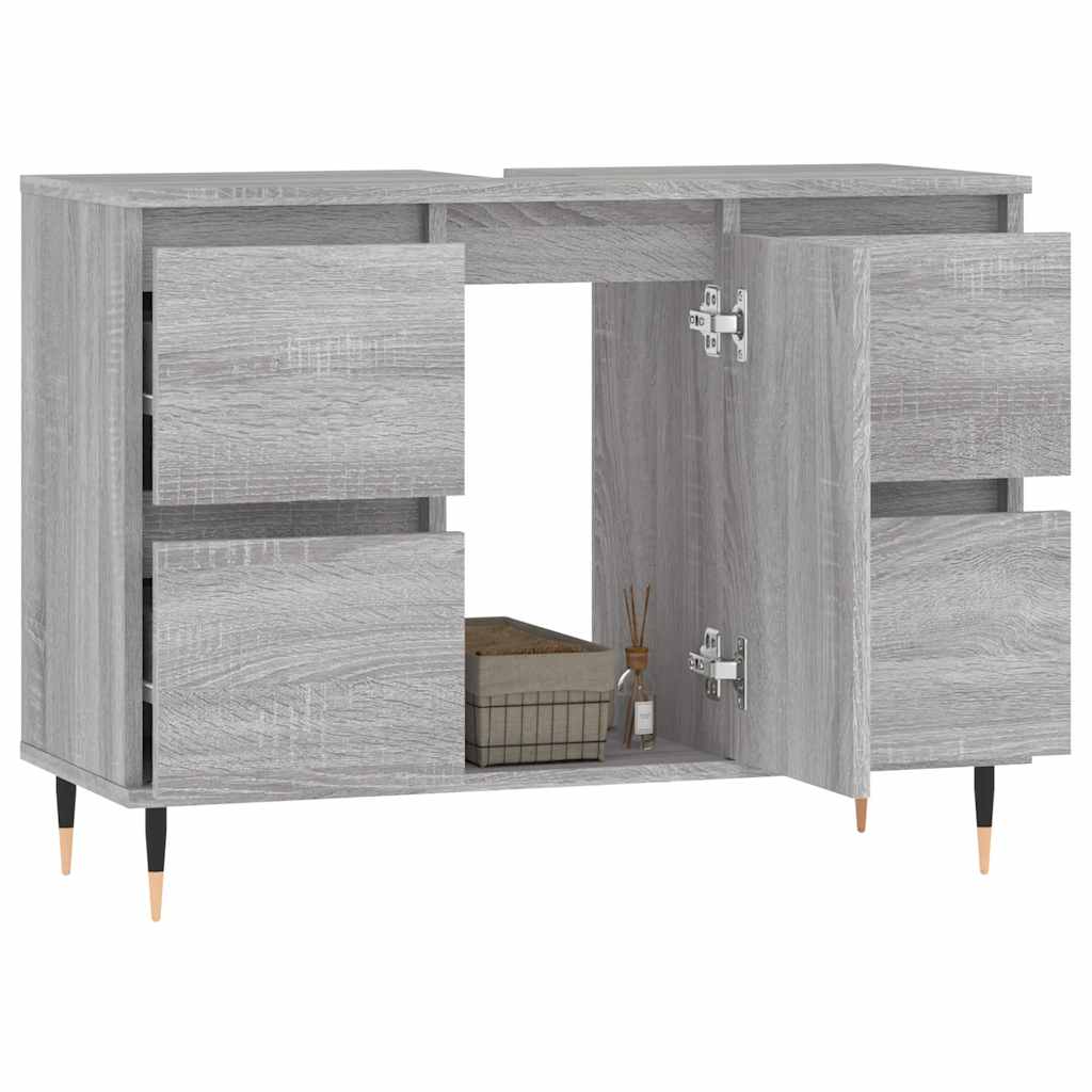 badeværelsesskab 80x33x60 cm konstrueret træ grå sonoma-eg
