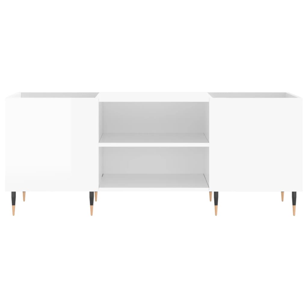 vinylskab 121x38x48 cm konstrueret træ hvid højglans